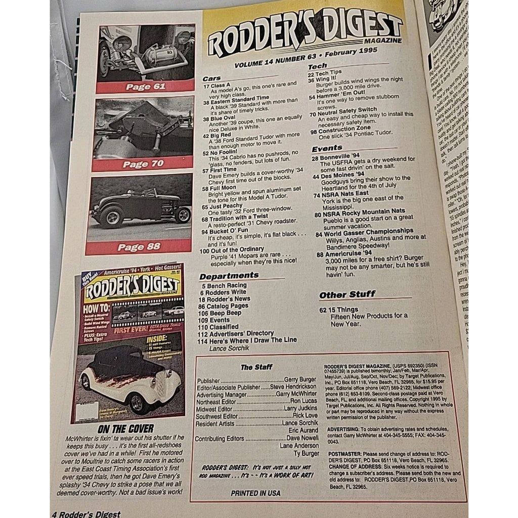 Rodder's Digest Magazine February 1995 Volume 14 Number 63