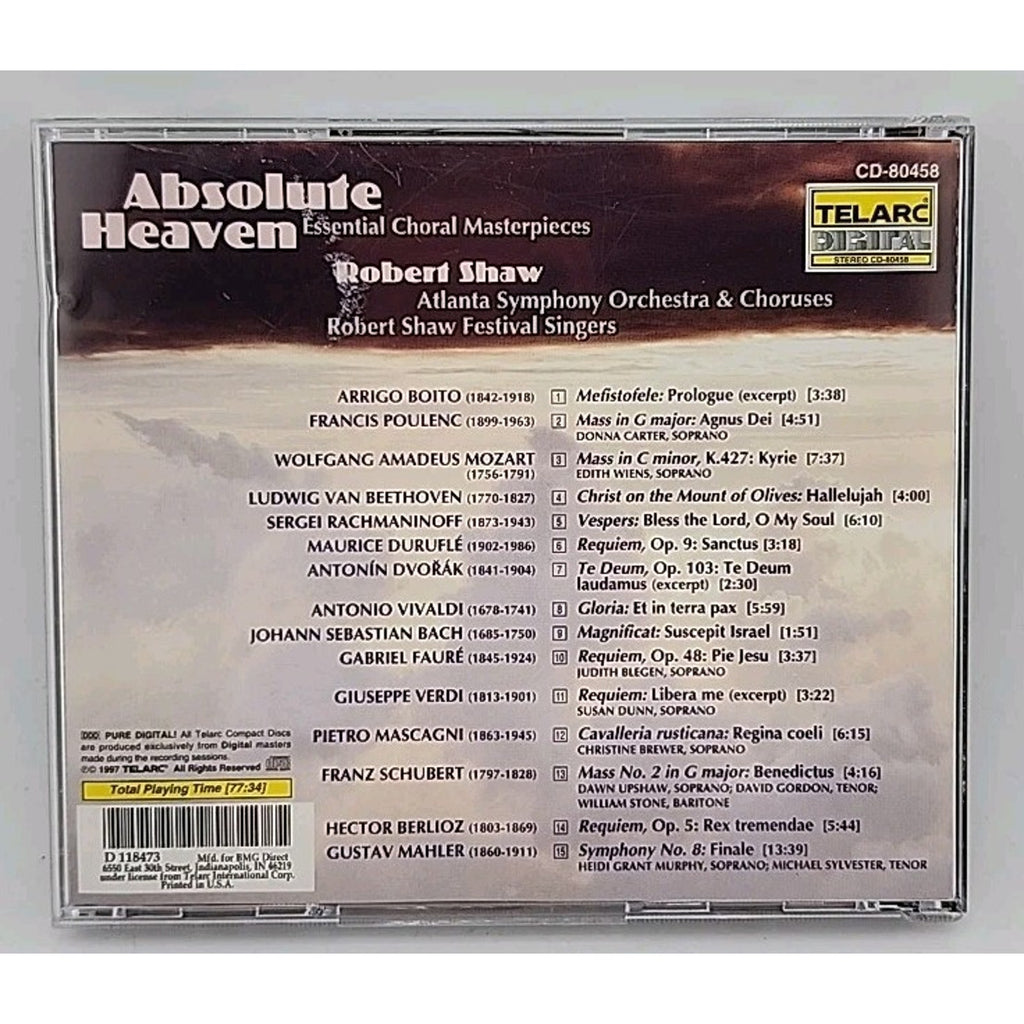 Absolute Heaven: Essential Chorale Masterpieces, Robert Shaw (CD, 1997, Telarc)