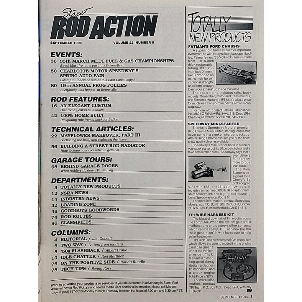 Street Rod Action Magazine September 1994 Volume 23 Number 9