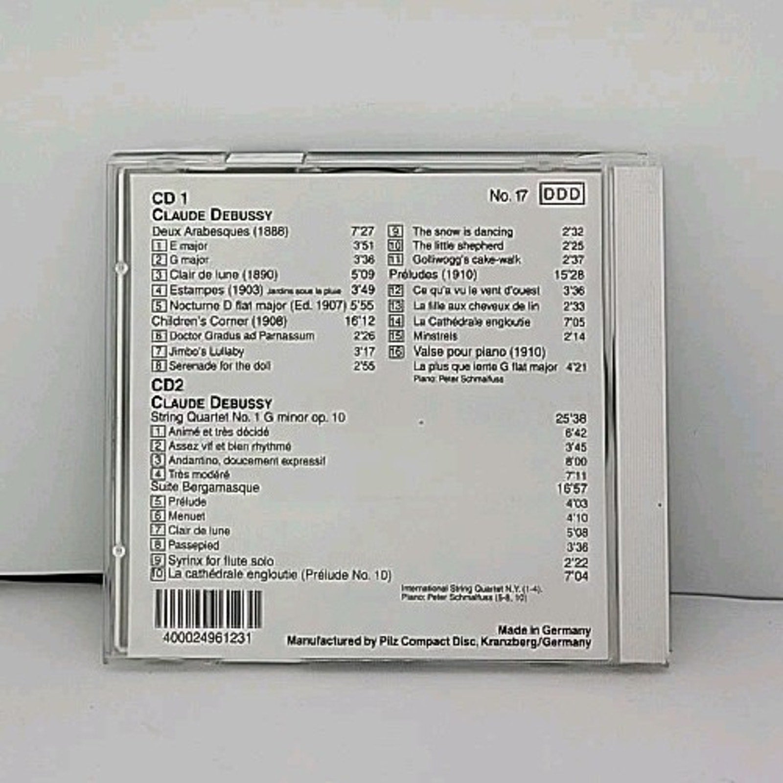 Claude Debussy - Piano Works, String Quartet No. 1, Suite Bergamasque - 2 CDs