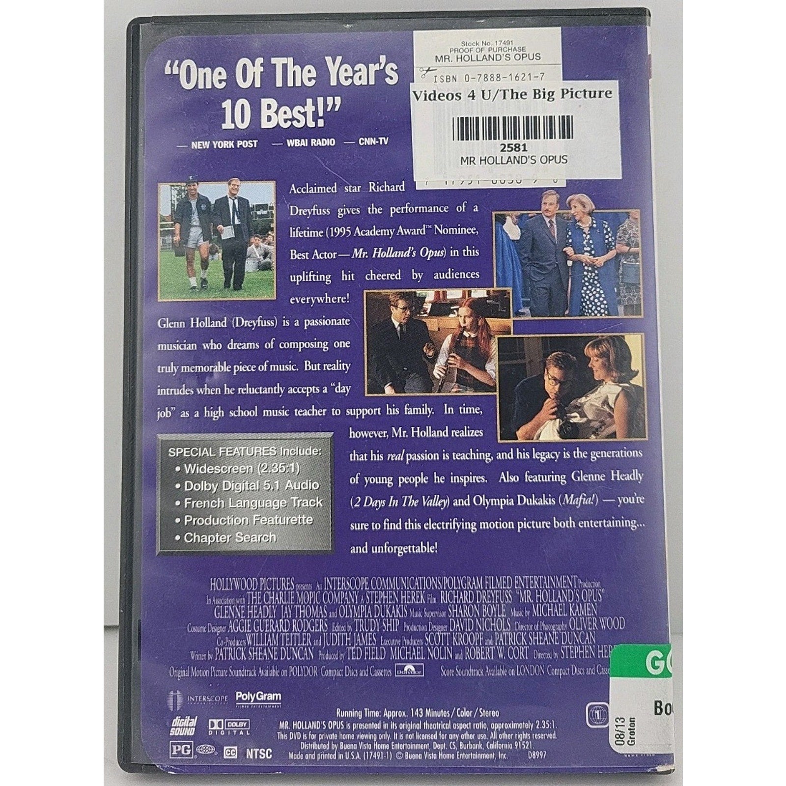 Mr. Holland's Opus (DVD, 1995)
