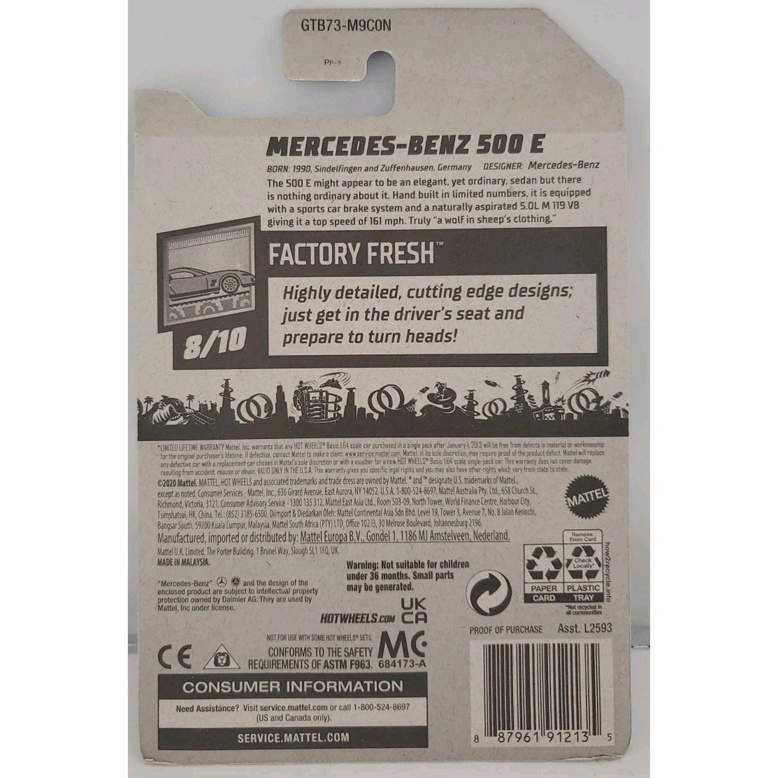 Hot Wheels Factory Fresh 8/10 Mercedes-Benz 500 E 145/250 Silver