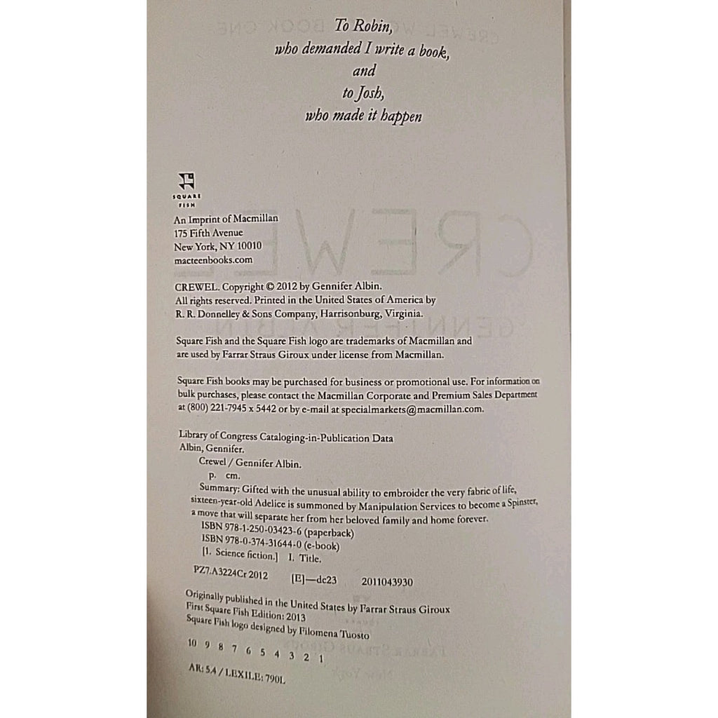 Crewel : A Novel by Gennifer Albin (2013, Trade Paperback)