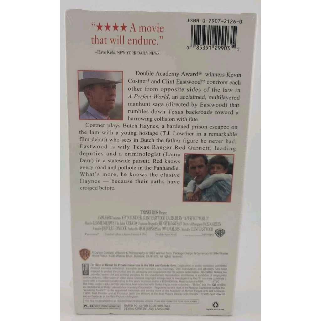 A Perfect World (VHS, 1994, Widescreen) *Brand New*