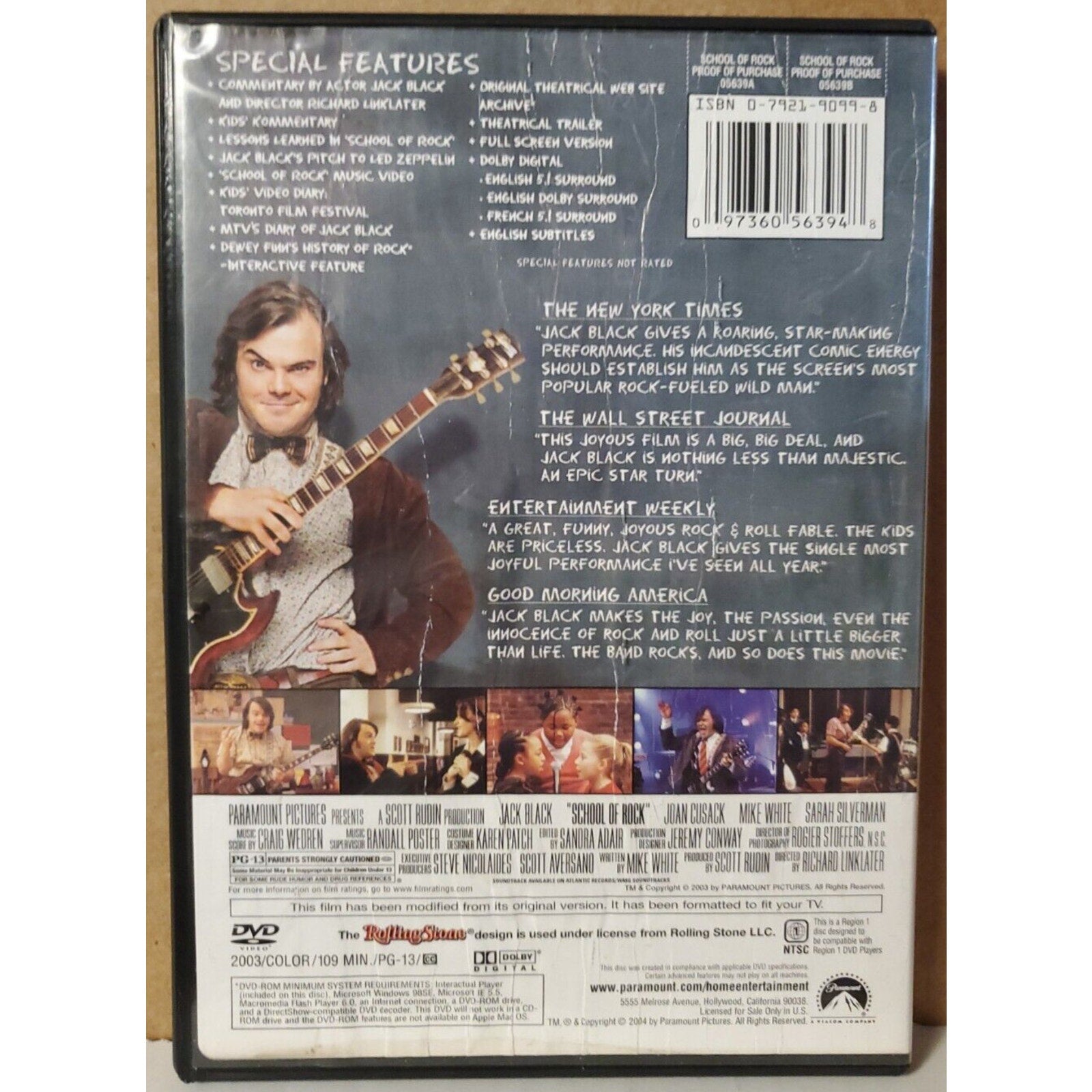 The School of Rock (DVD, 2004, Full Frame)