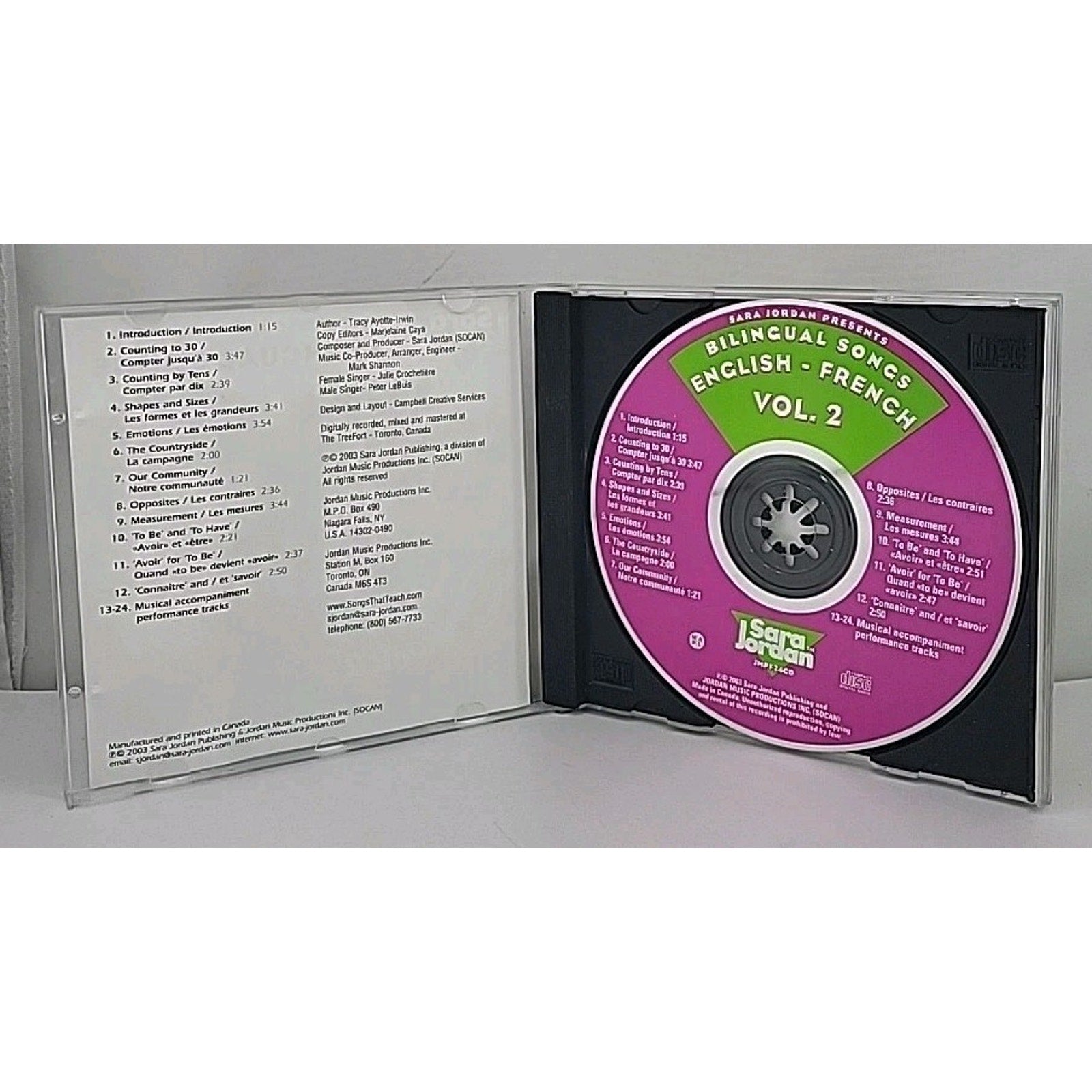 Bilingual Songs: English-French 2 by Sara Jordan (CD, 2009)