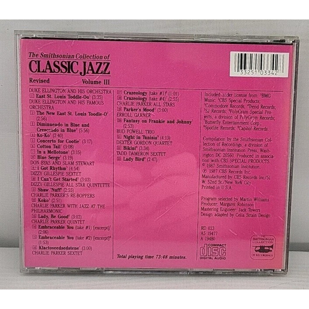 Smithsonian Collection of Classic Jazz, Vol. 3 by Various Artists (CD, Oct-1991,