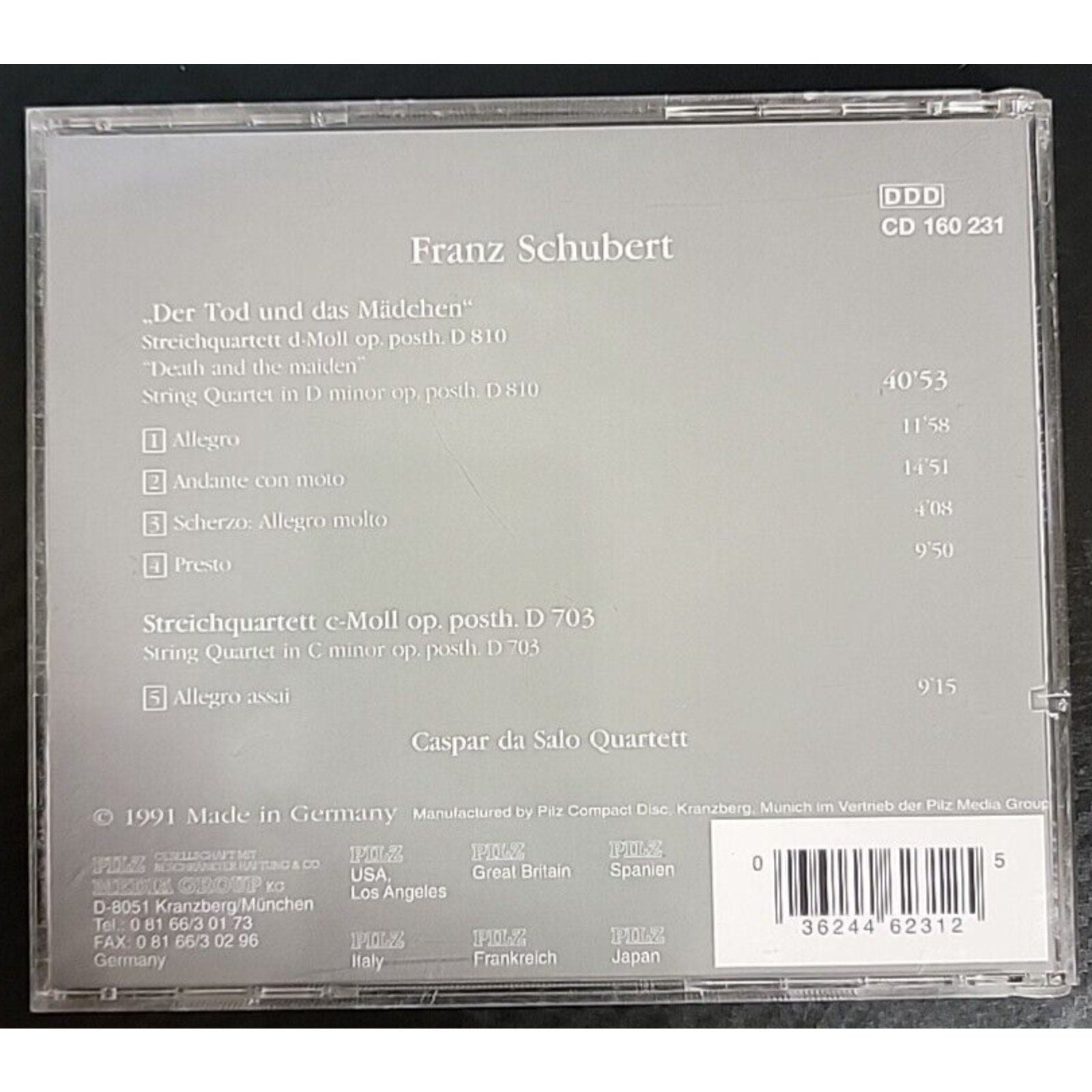Schubert - Der Tod Und Das Madchen (CD)