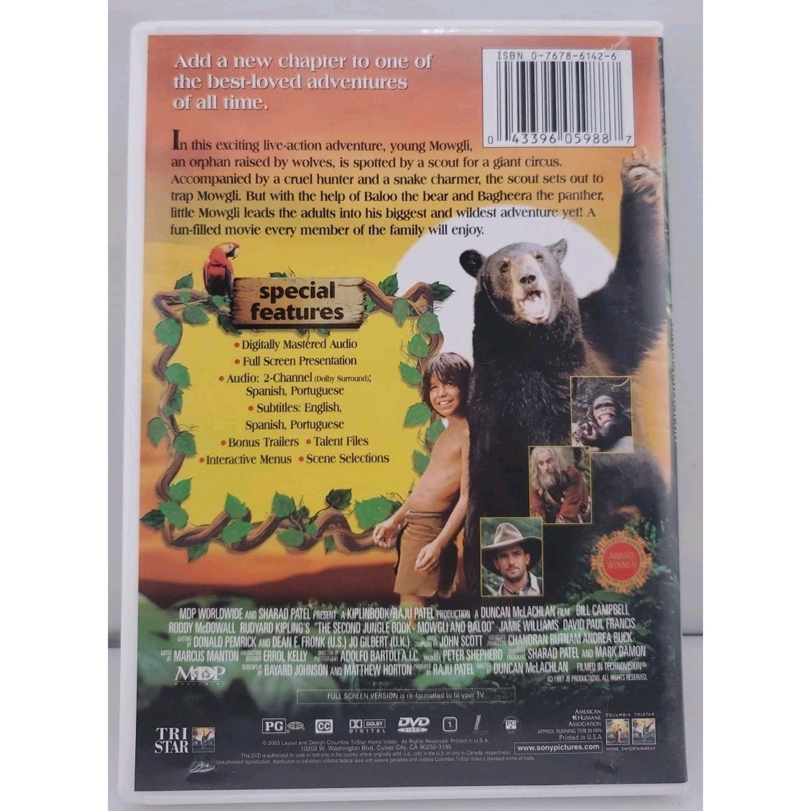 Rudyard Kipling's the Second Jungle Book: Mowgli and Baloo (DVD, 1997)