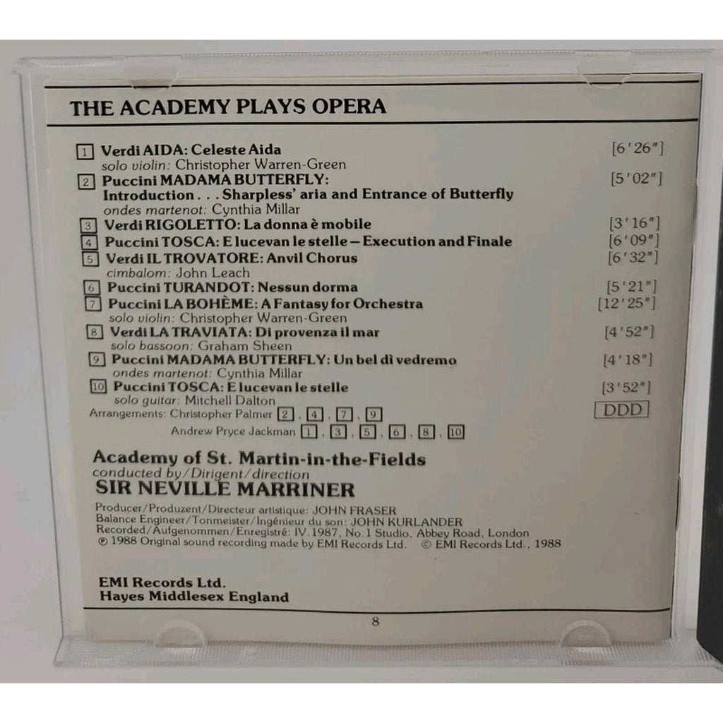 Academy Plays Opera - Audio CD By Neville Marriner