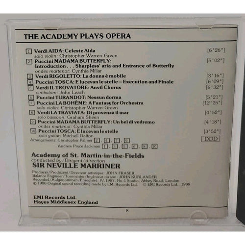 Academy Plays Opera - Audio CD By Neville Marriner