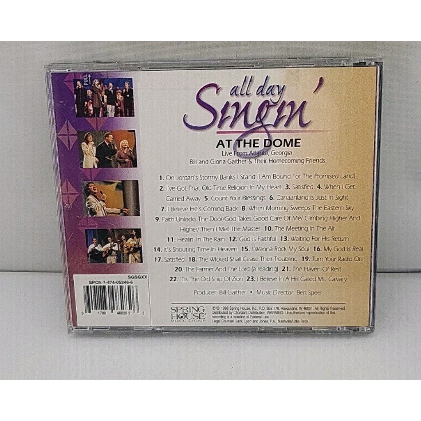 All Day Singin' at the Dome by Bill & Gloria Gaither (Gospel) (CD, Nov-1998,...
