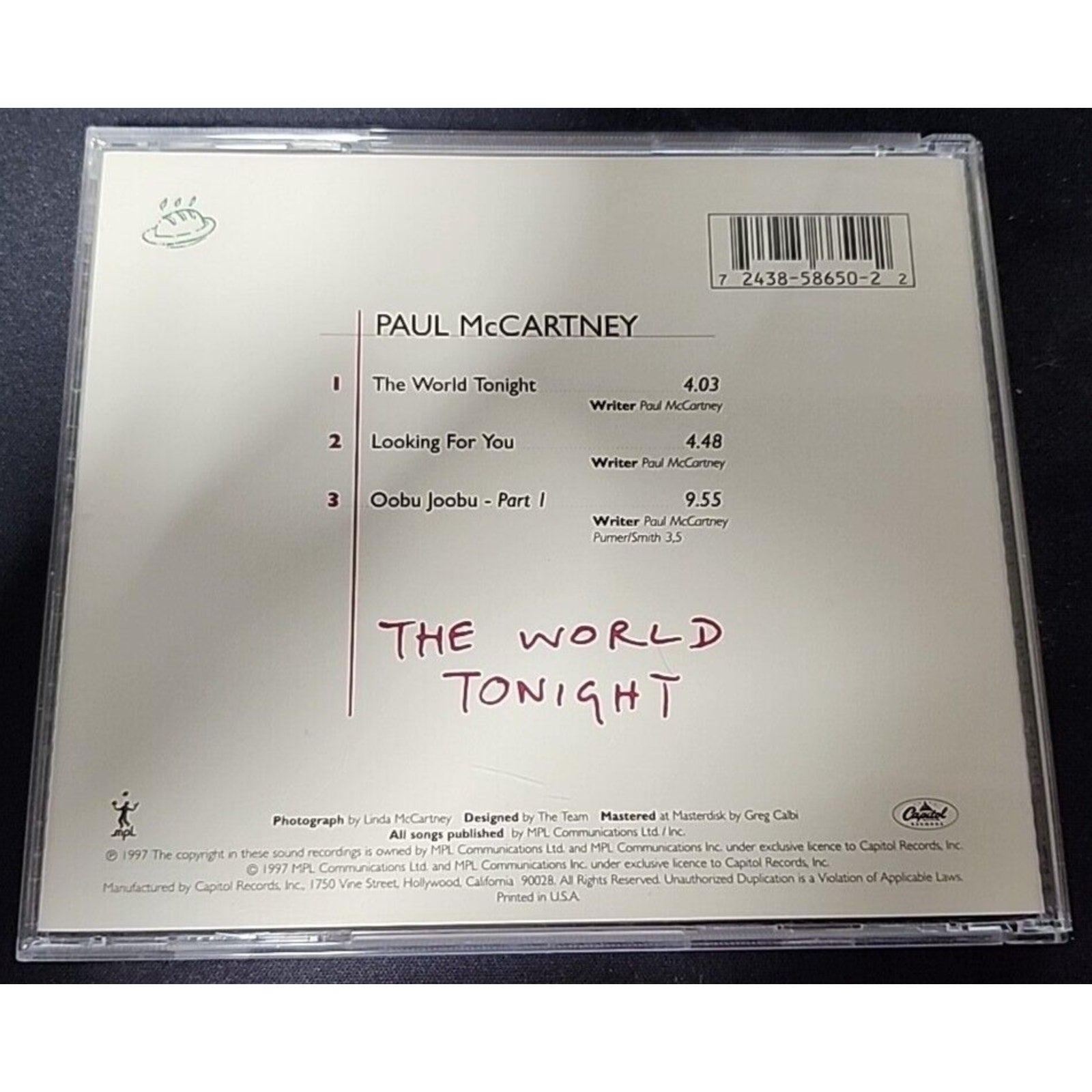 The World Tonight [Single] by Paul McCartney (CD, May-1997, Capitol/EMI Records)