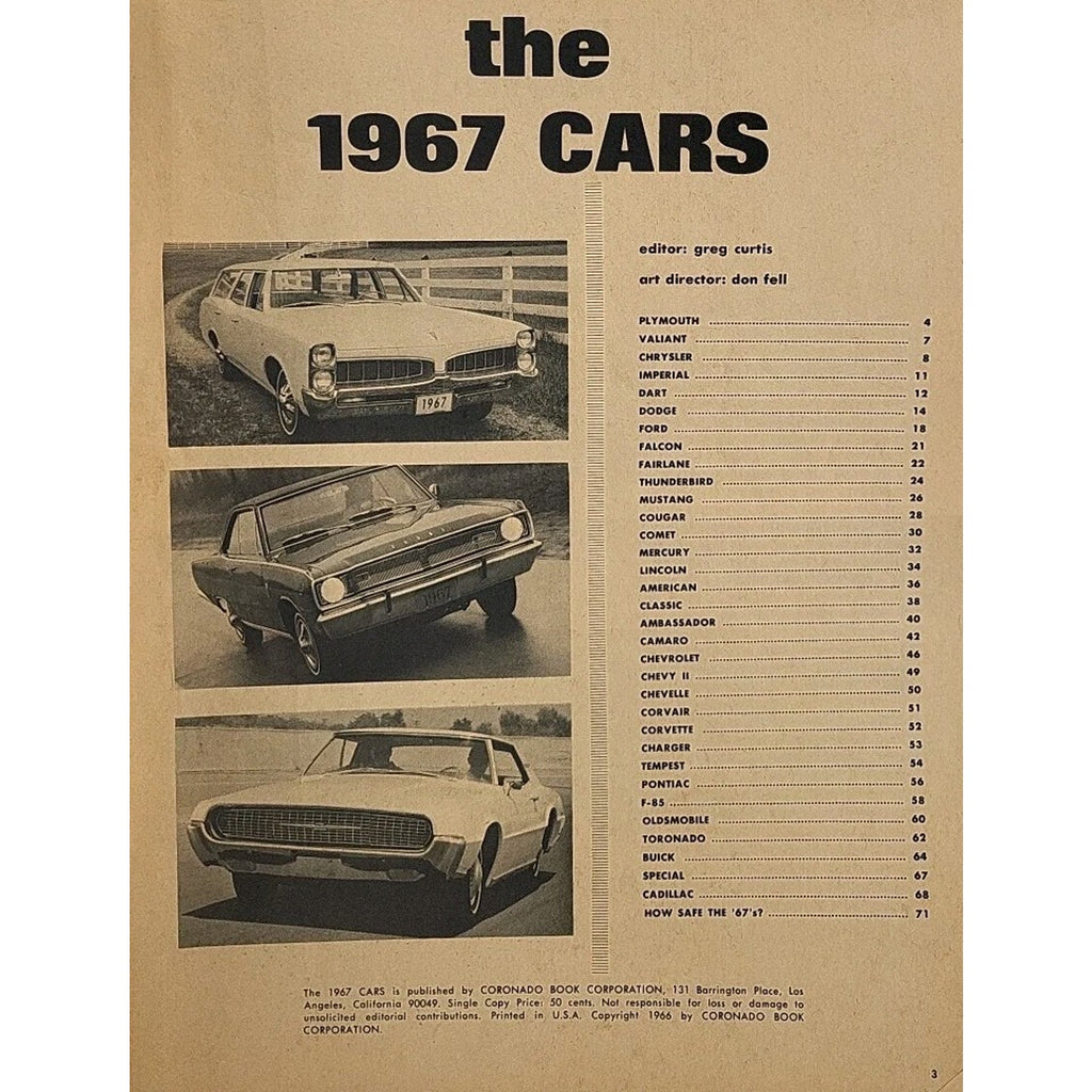 1967 Cars. Most Complete Report Fully Illustrated Styles And Changes