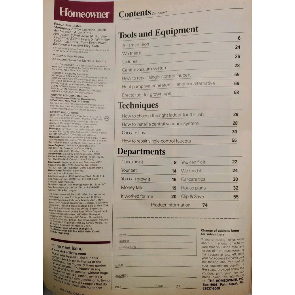 The Homeowner March 1985 Magazine