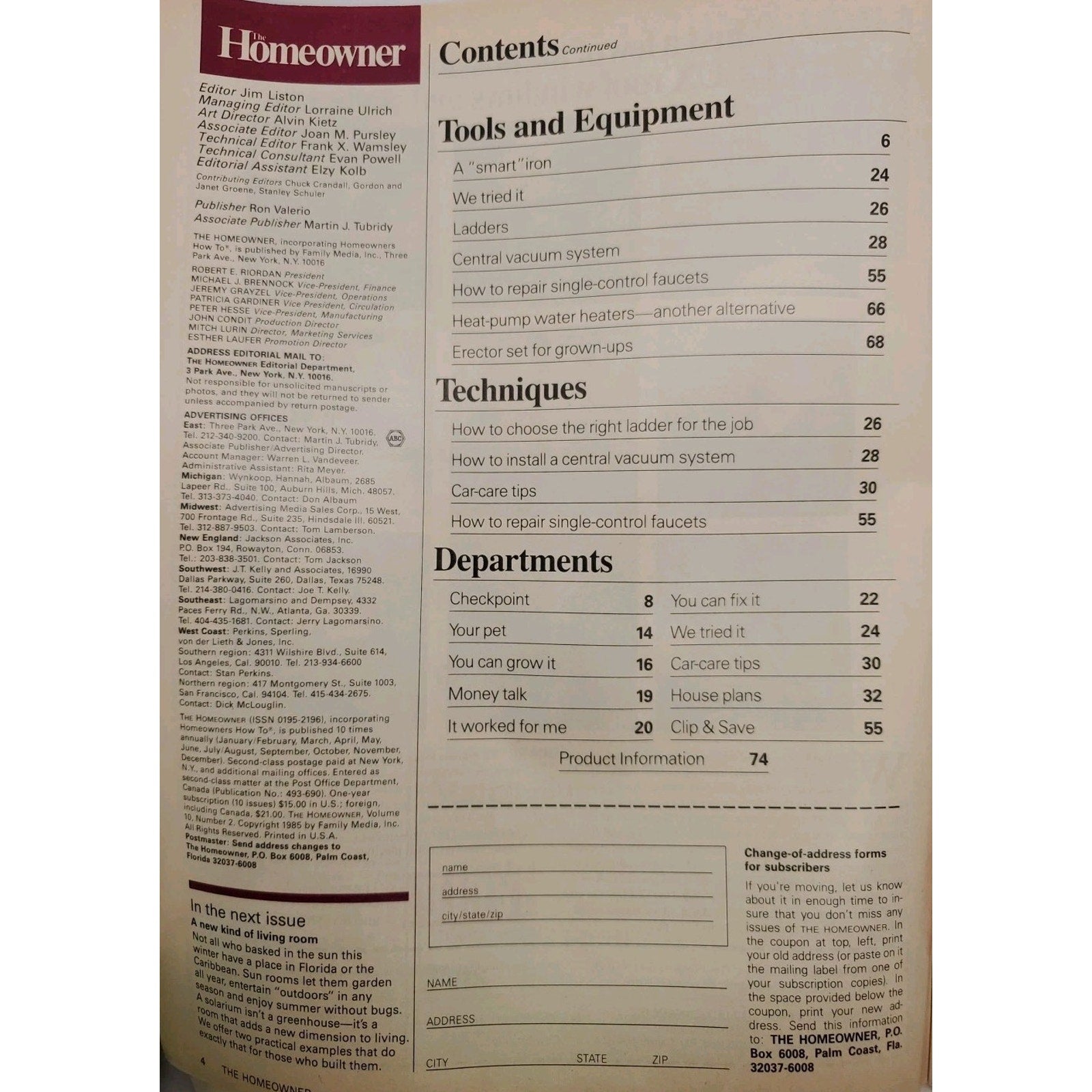 The Homeowner March 1985 Magazine