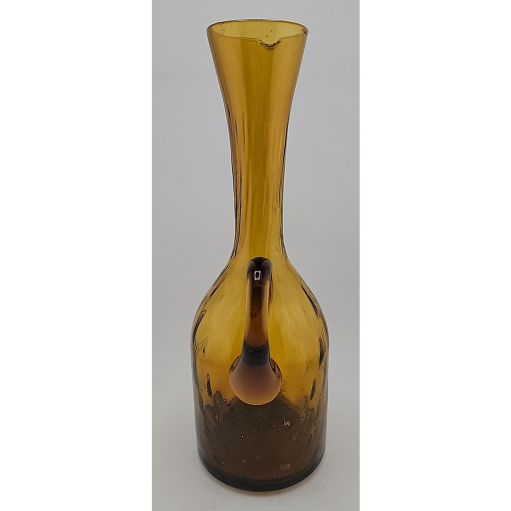 Long Neck Loop Handle Amber Flower Vase 11"