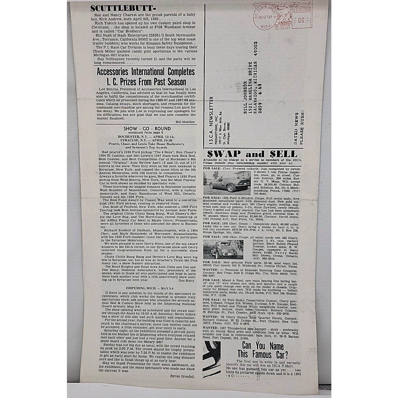 ISCA Newsletter May 1969 Volume IX Number 8