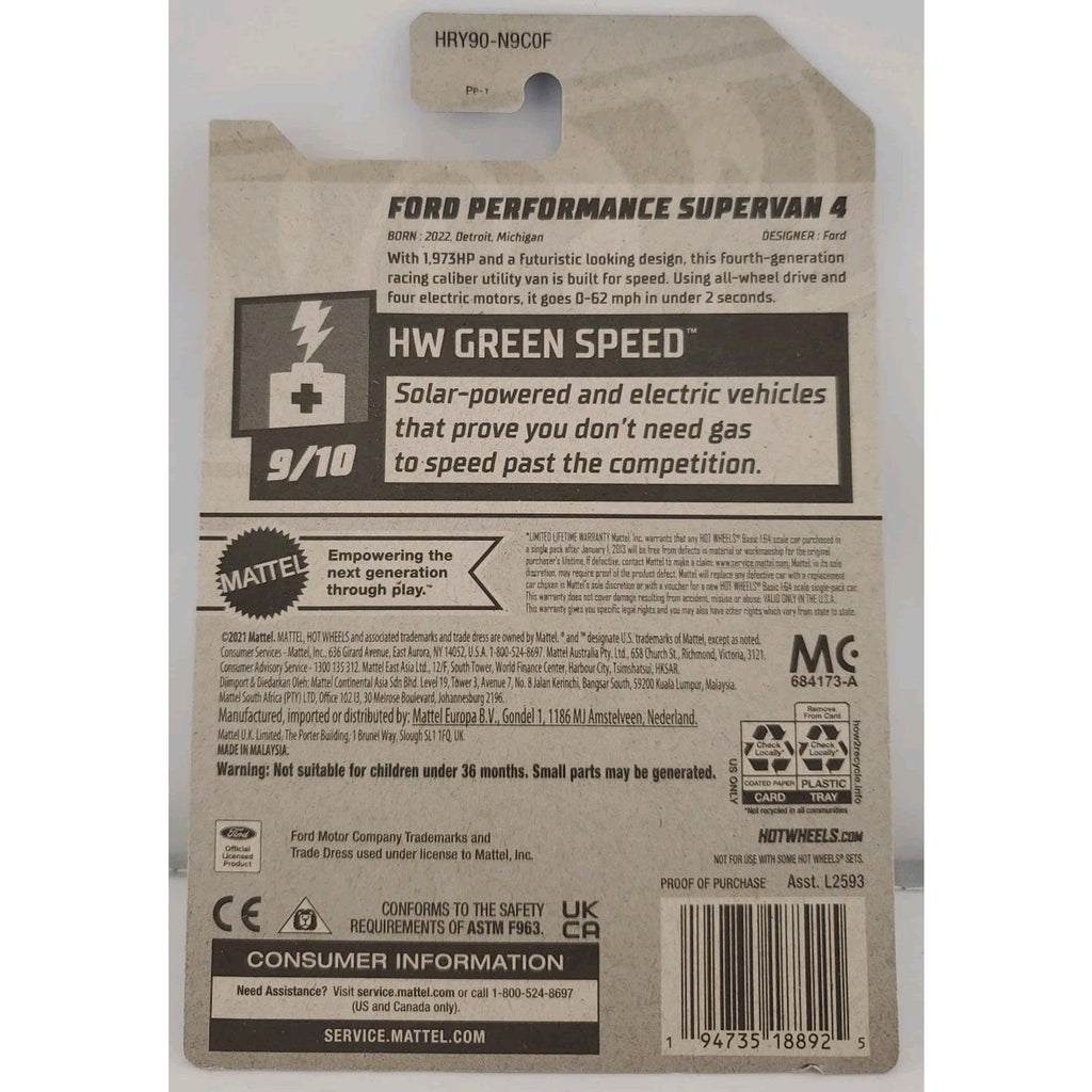 Hot Wheels Ford Performance Supervan 4 2023 HW Green Speed/Malaysia