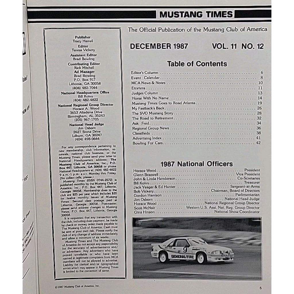 Mustang Times Magazine December 1987 Vol. 11 No. 12