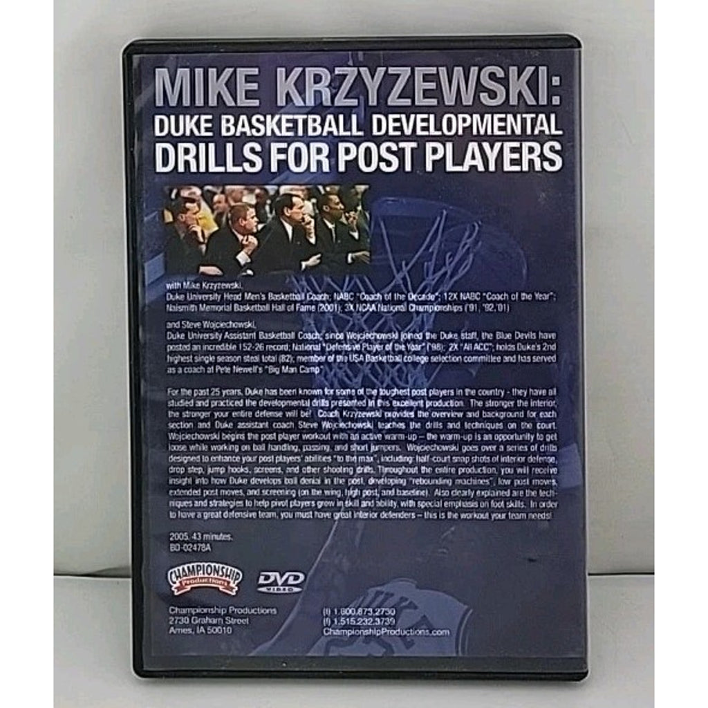 Mike Krzyzewski: Duke Basketball Development Drills For Post Players DVD