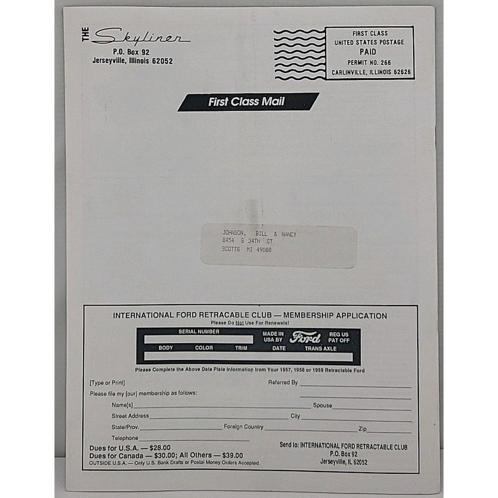 The Skyliner - International Retractable Club - November 1993 - Number 149