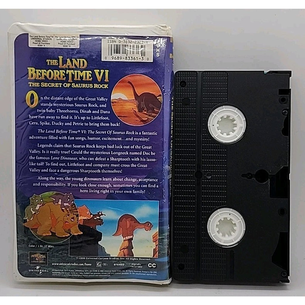 The Land Before Time VI: The Secret of Saurus Rock (VHS, 1998, Clamshell...