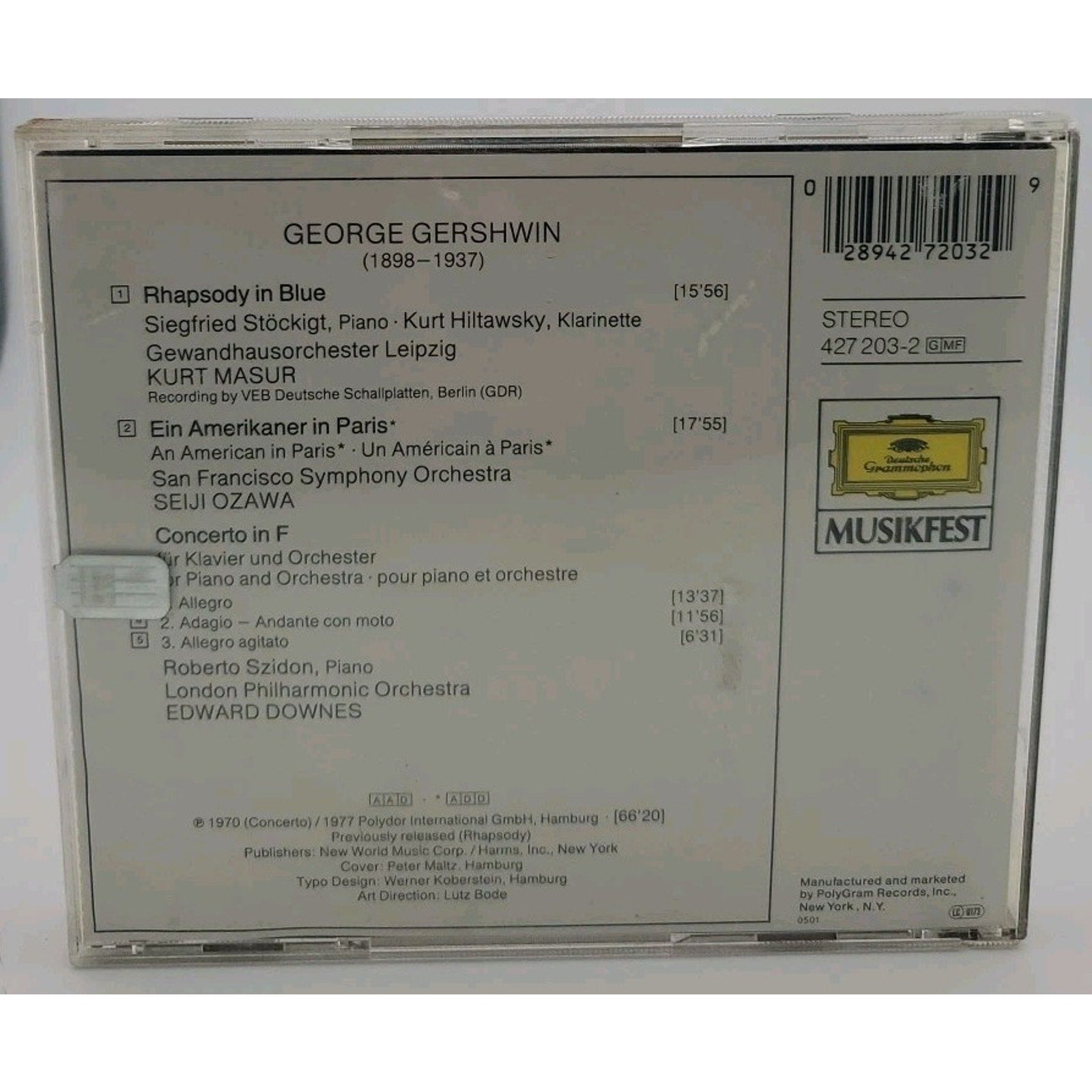 Gershwin Rhapsody In Blue An American In Paris (CD)