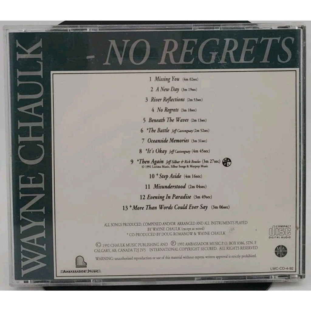No Regrets by Wayne Chaulk (CD, 1992)