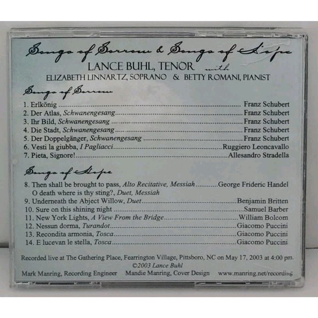 Songs Of Sorrow & Songs Of Hope CDr - Lance Buhl