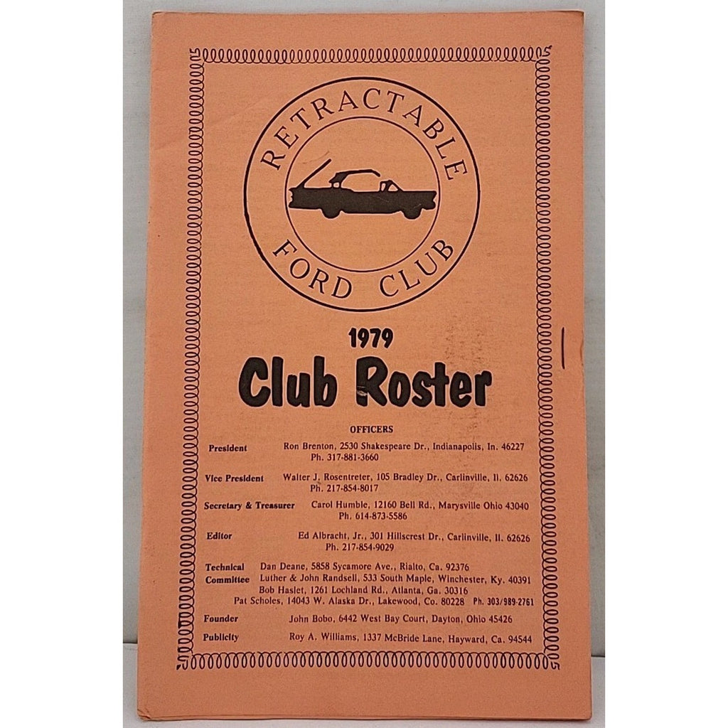 Retractable Ford Club - Club Roster 1979