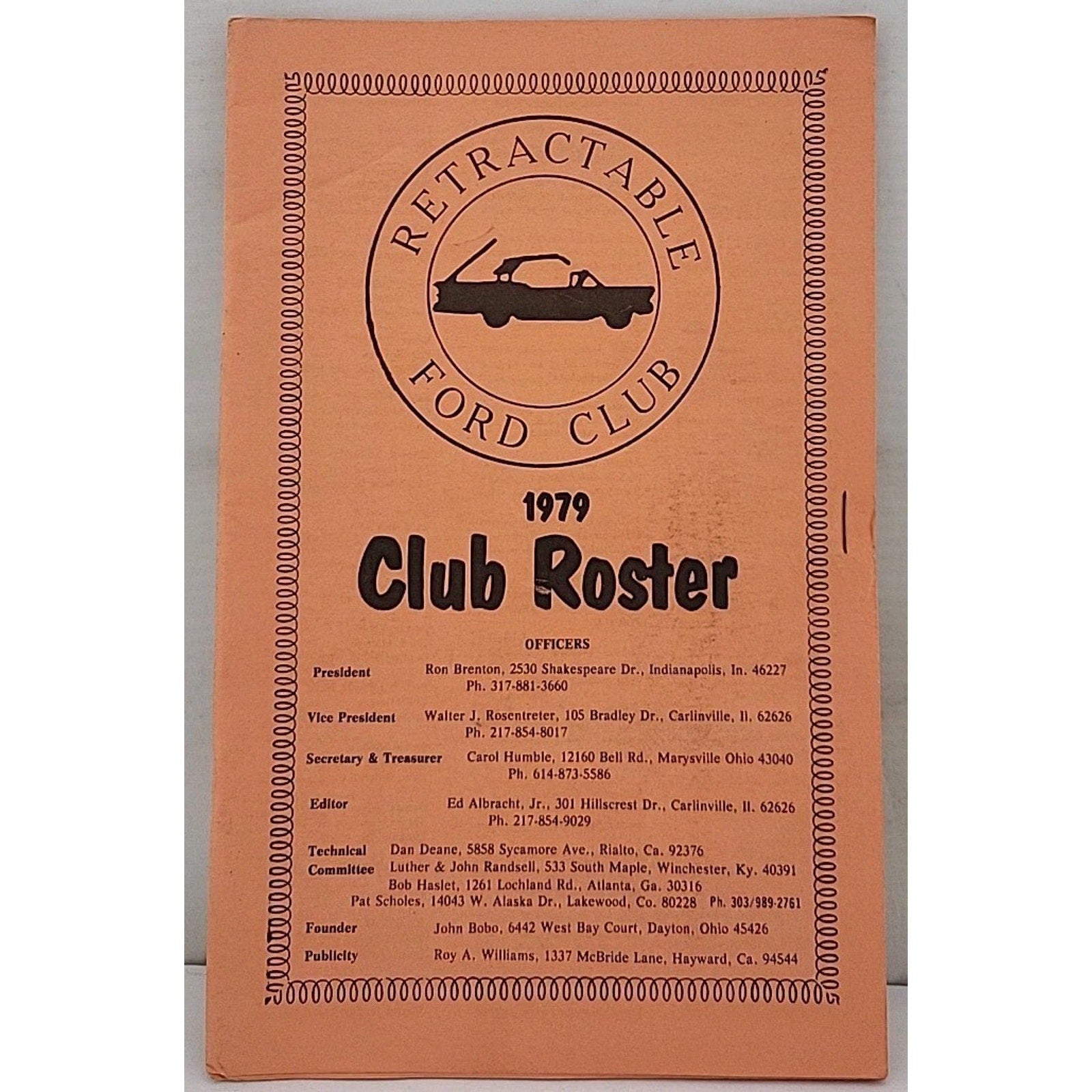 Retractable Ford Club - Club Roster 1979