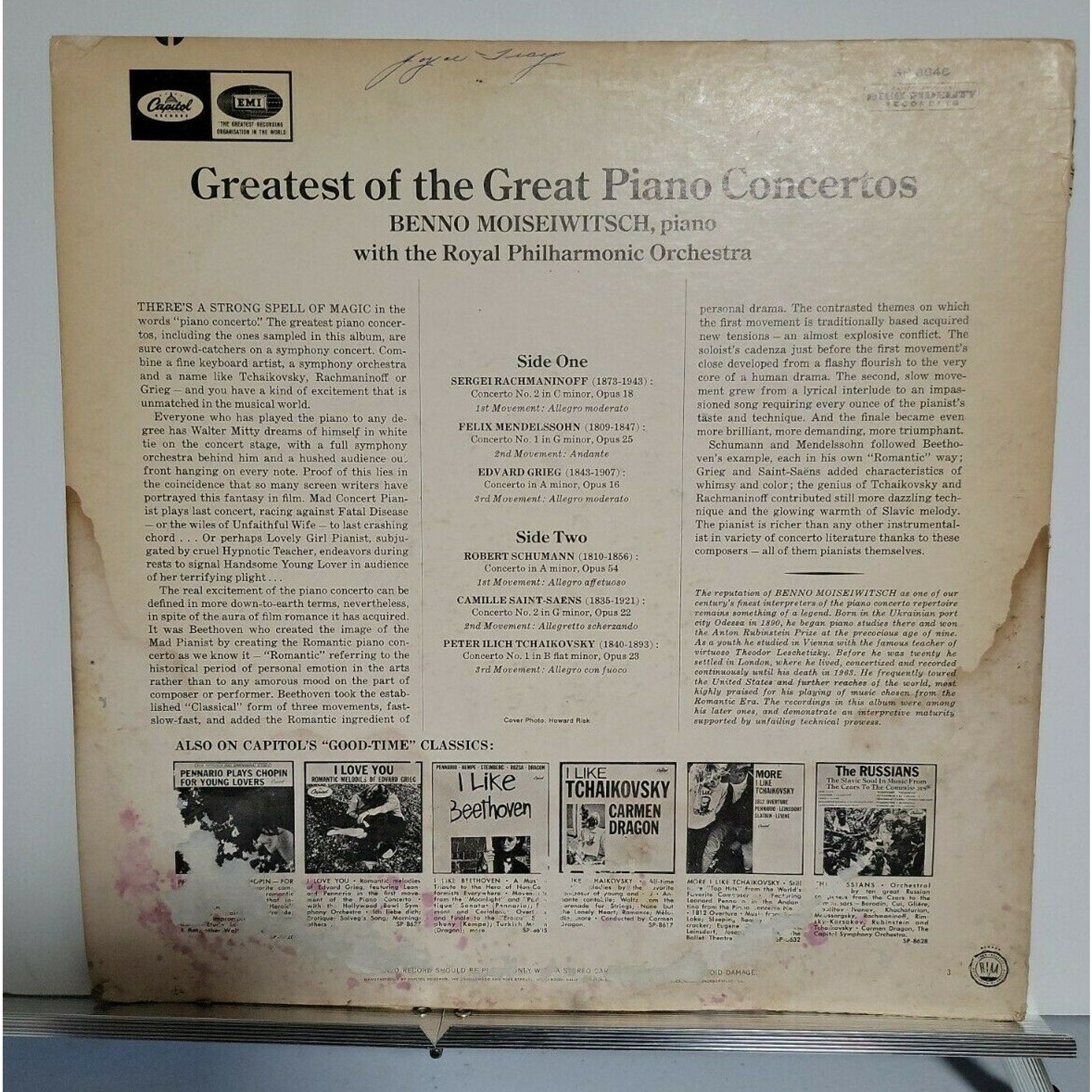 Benno Moiseiwitsch – Greatest Of The Great Piano Concertos (Vinyl)