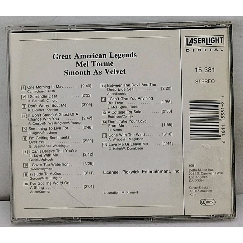Smooth as Velvet by Mel Tormé (CD, Jul-1989, Laserlight)