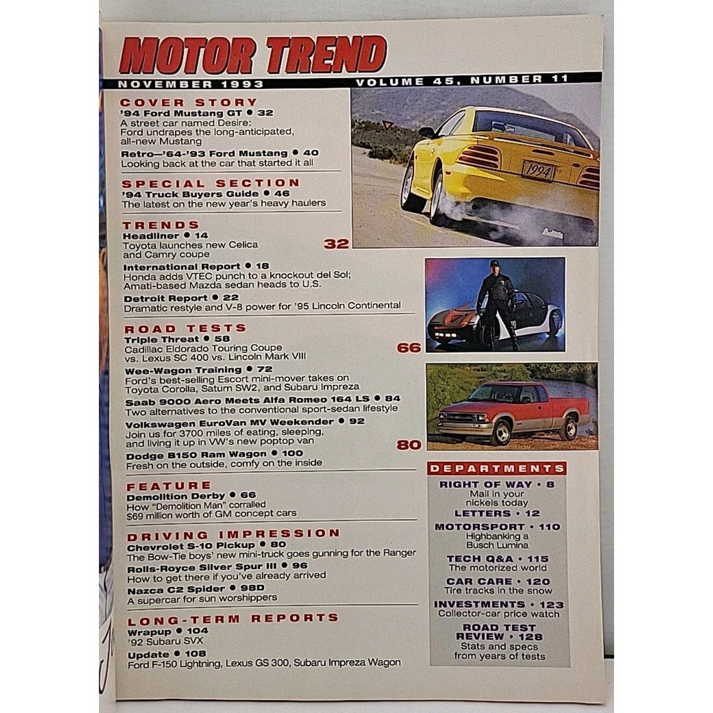 Motor Trend Magazine - November 1993 - Volume 45 Number 11