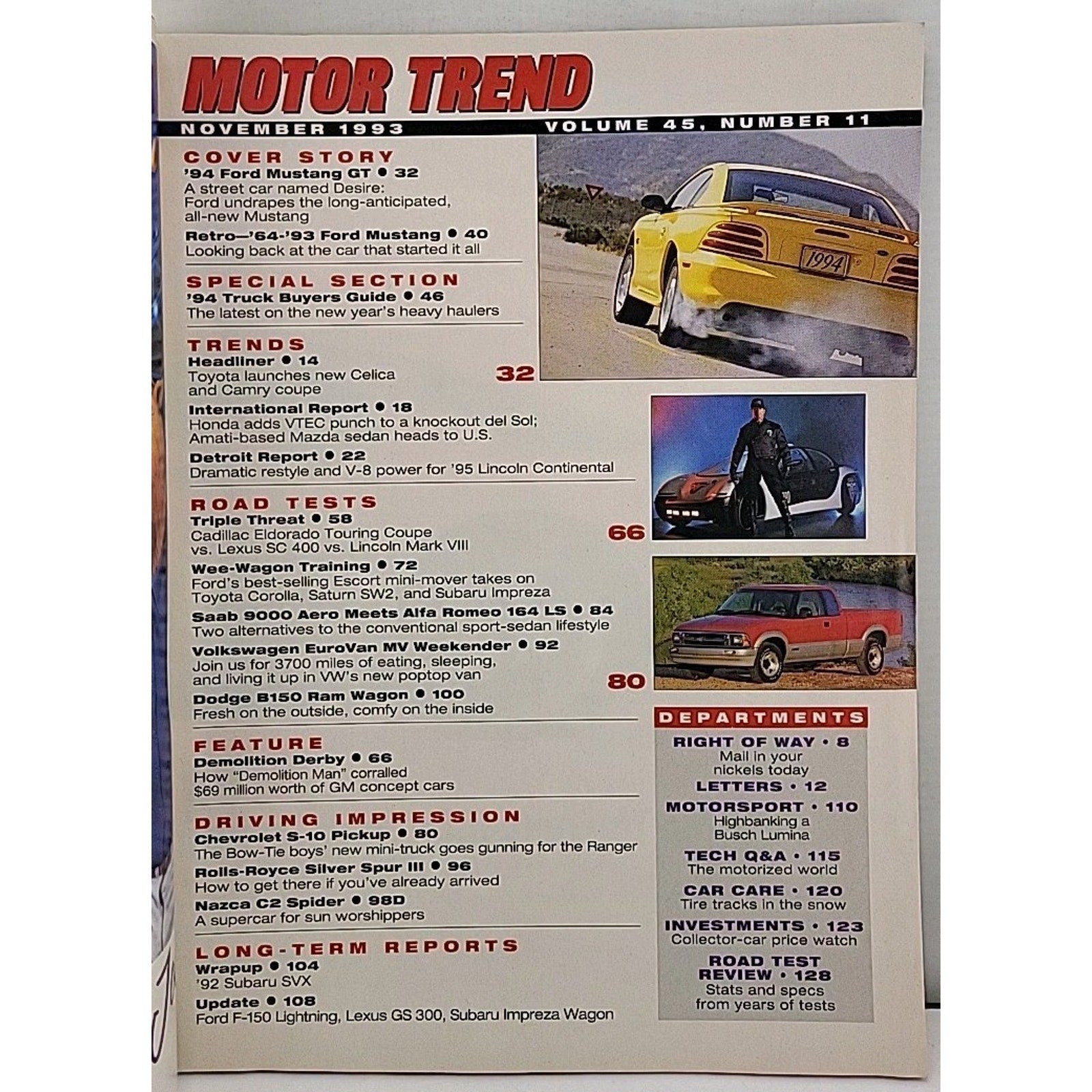 Motor Trend Magazine - November 1993 - Volume 45 Number 11