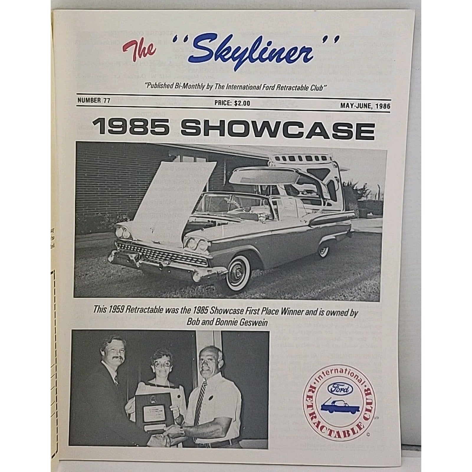 The Skyliner - International Retractable Club - May-June 1986 Number 77