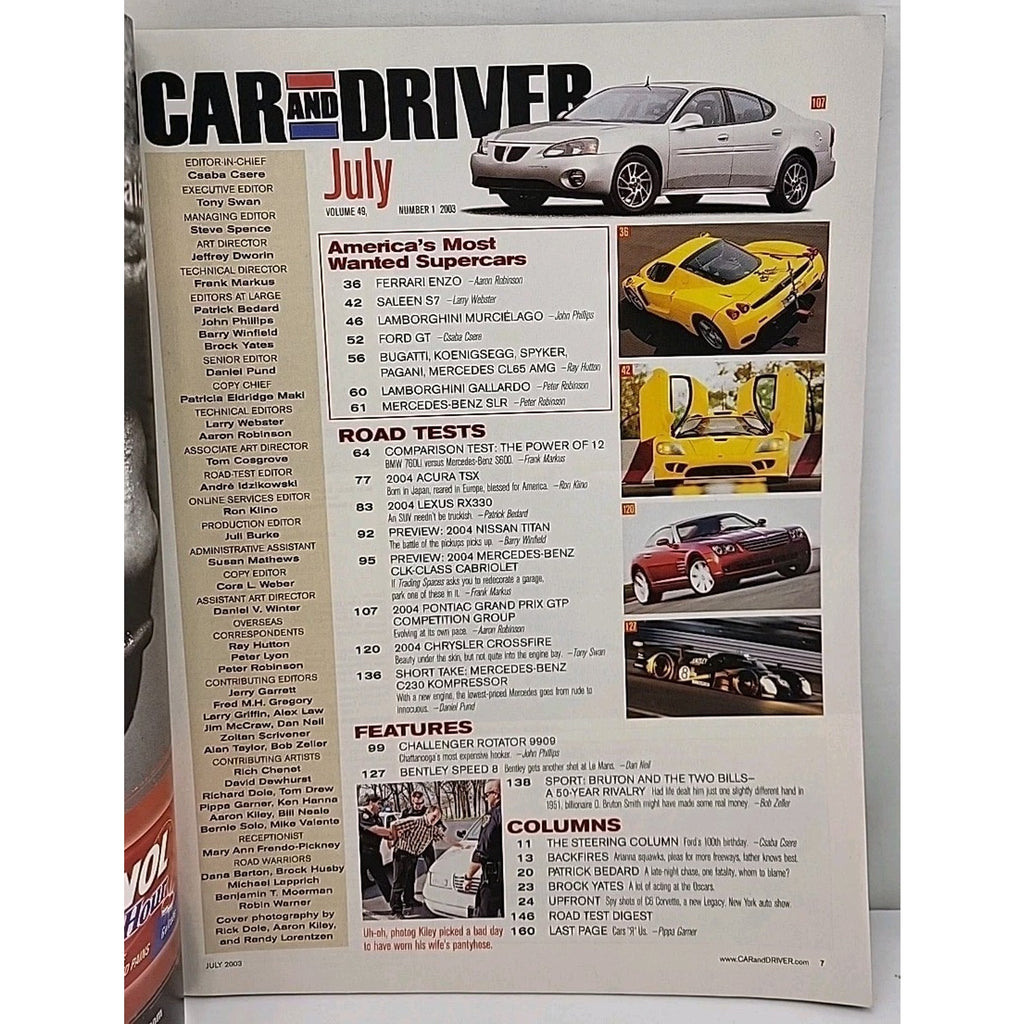 Car And Driver Magazine - July 2003 - Volume 49 Number 1