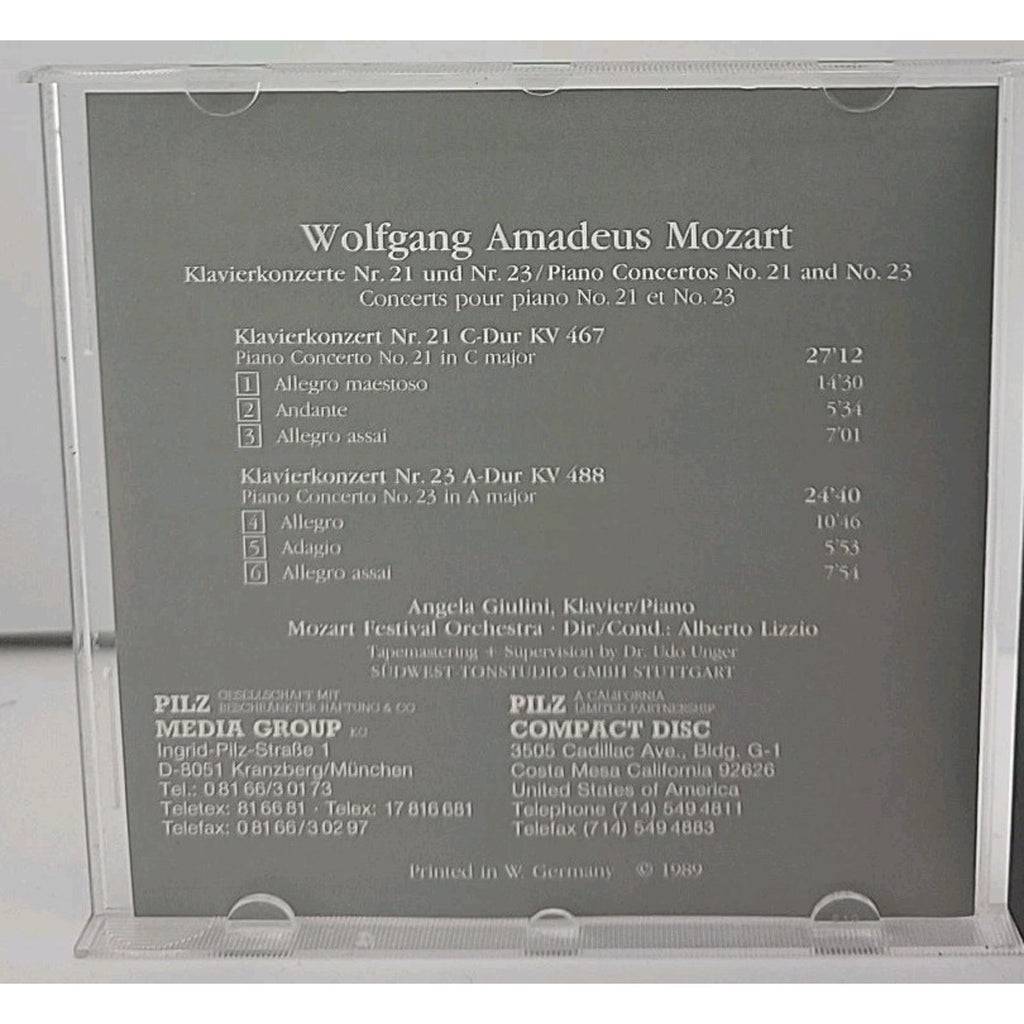 Mozart Klavierkonzerte Nr 21 Und Nr 23 CD Vienna Master Series