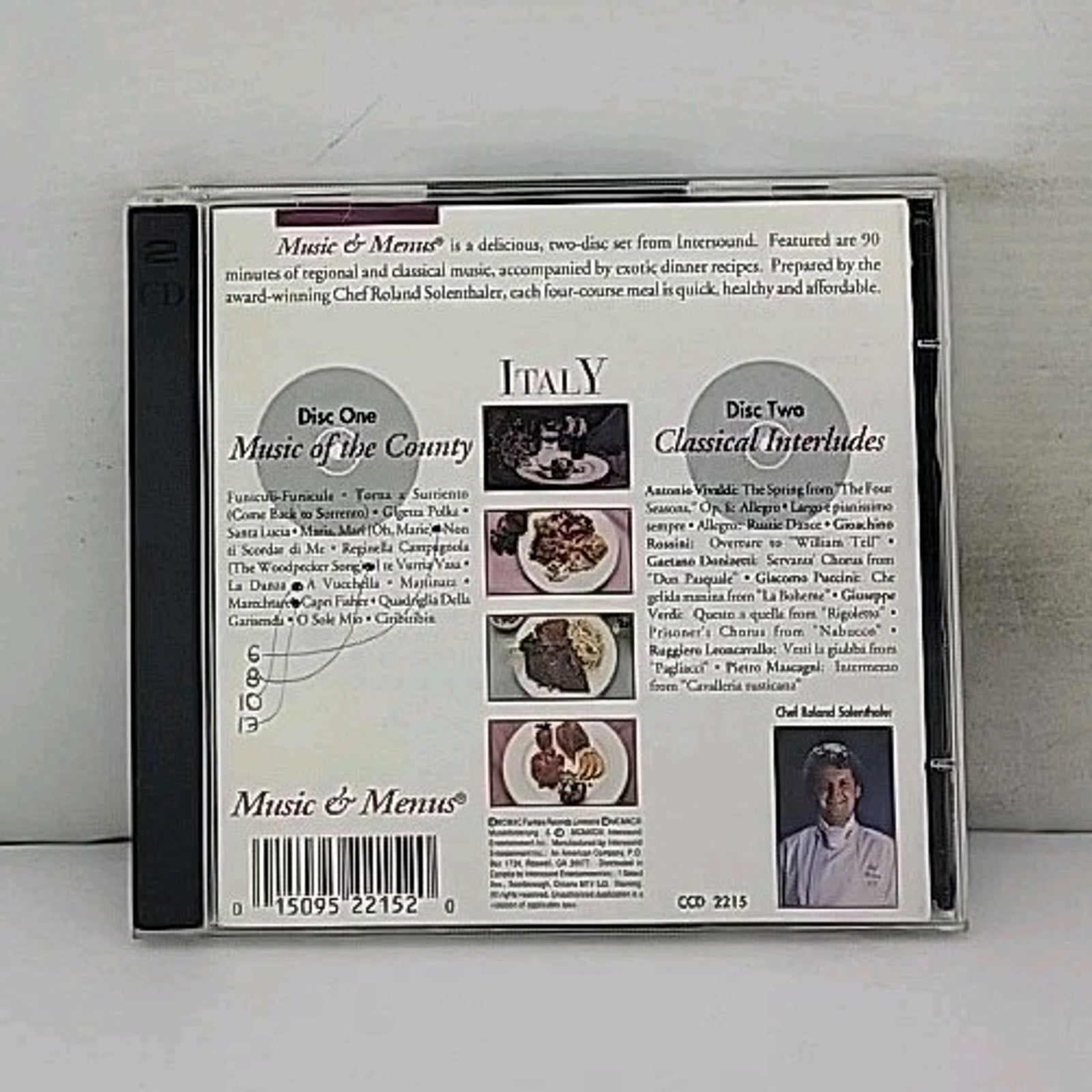 Italy Music & Menus CD. Disc 1 Music Of The Country, Disk 2 Classical Interludes
