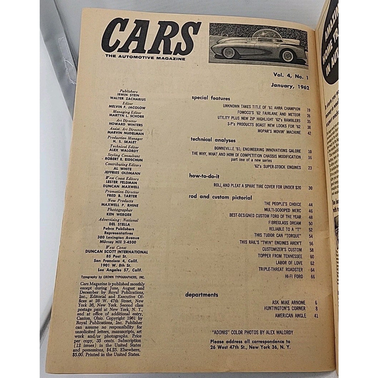 Cars The Automotive Magazine January 1962