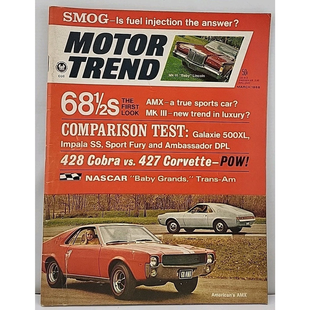 Motor Trend Magazine March 1968 Vol. 20 No. 3