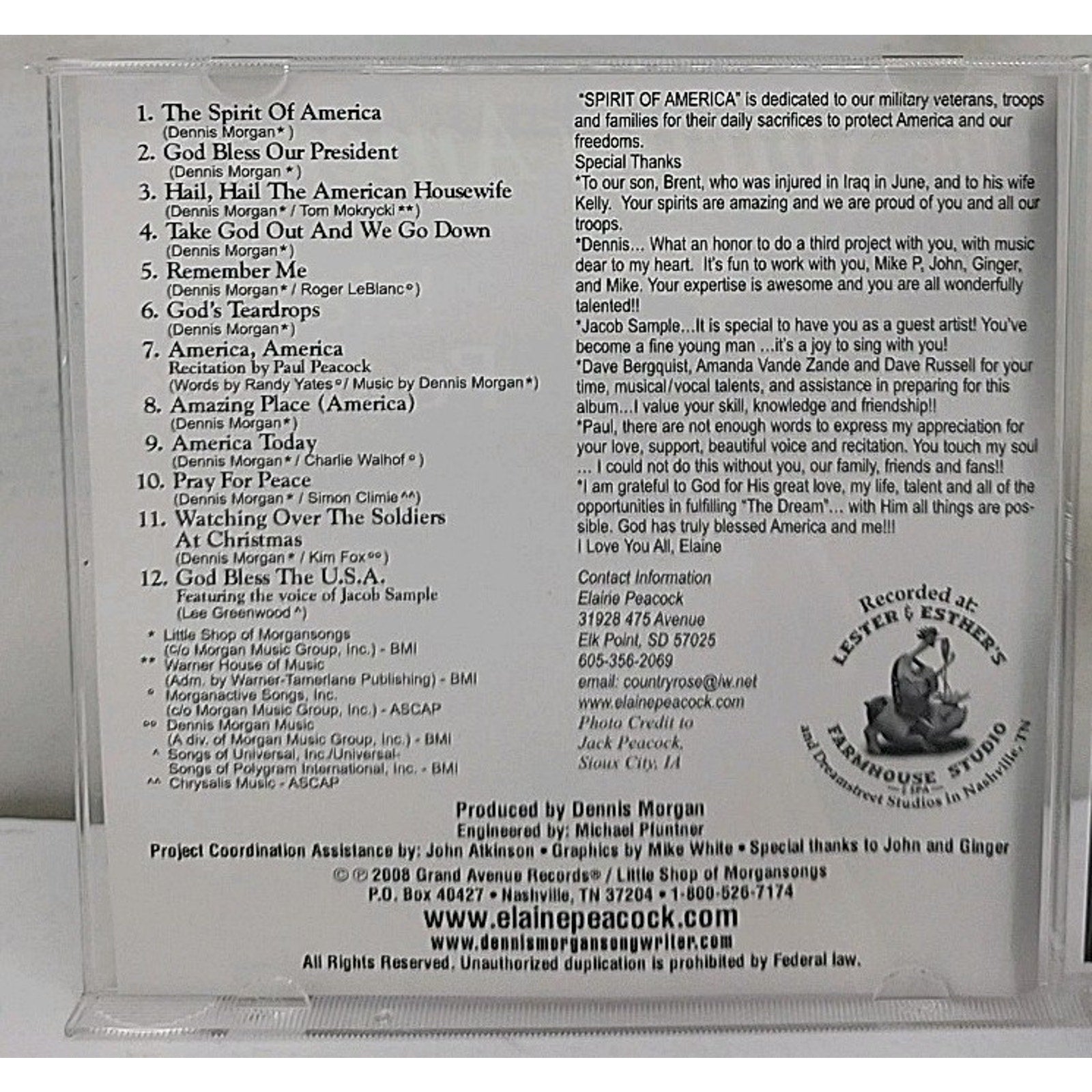 The Spirit Of America By Elaine Peacock CD