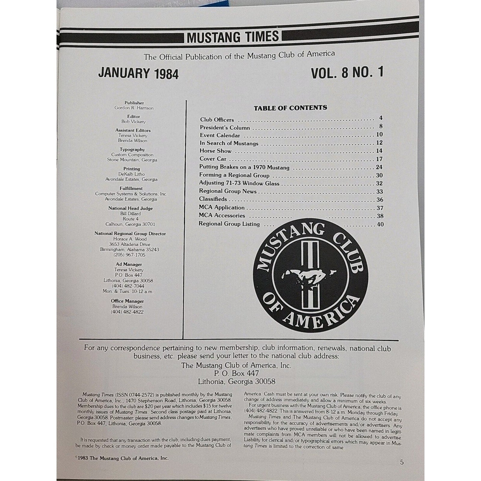 Mustang Times 1984 January Magazine