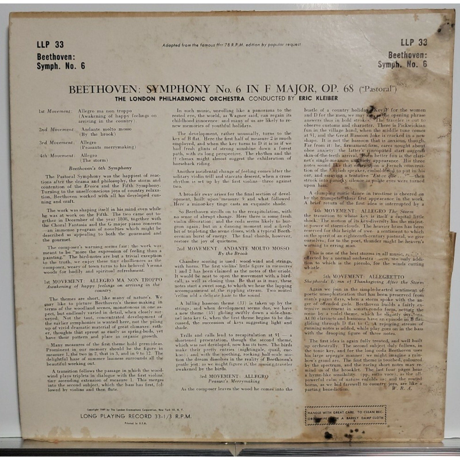 The London Philharmonic Orchestra - Beethoven Symphony No. 6 In F Major (Vinyl)