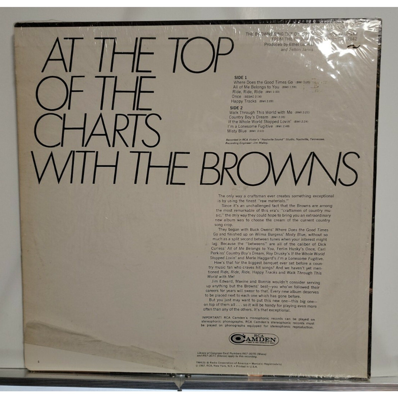 The Browns – Sing The Big Ones From The Country (Vinyl)