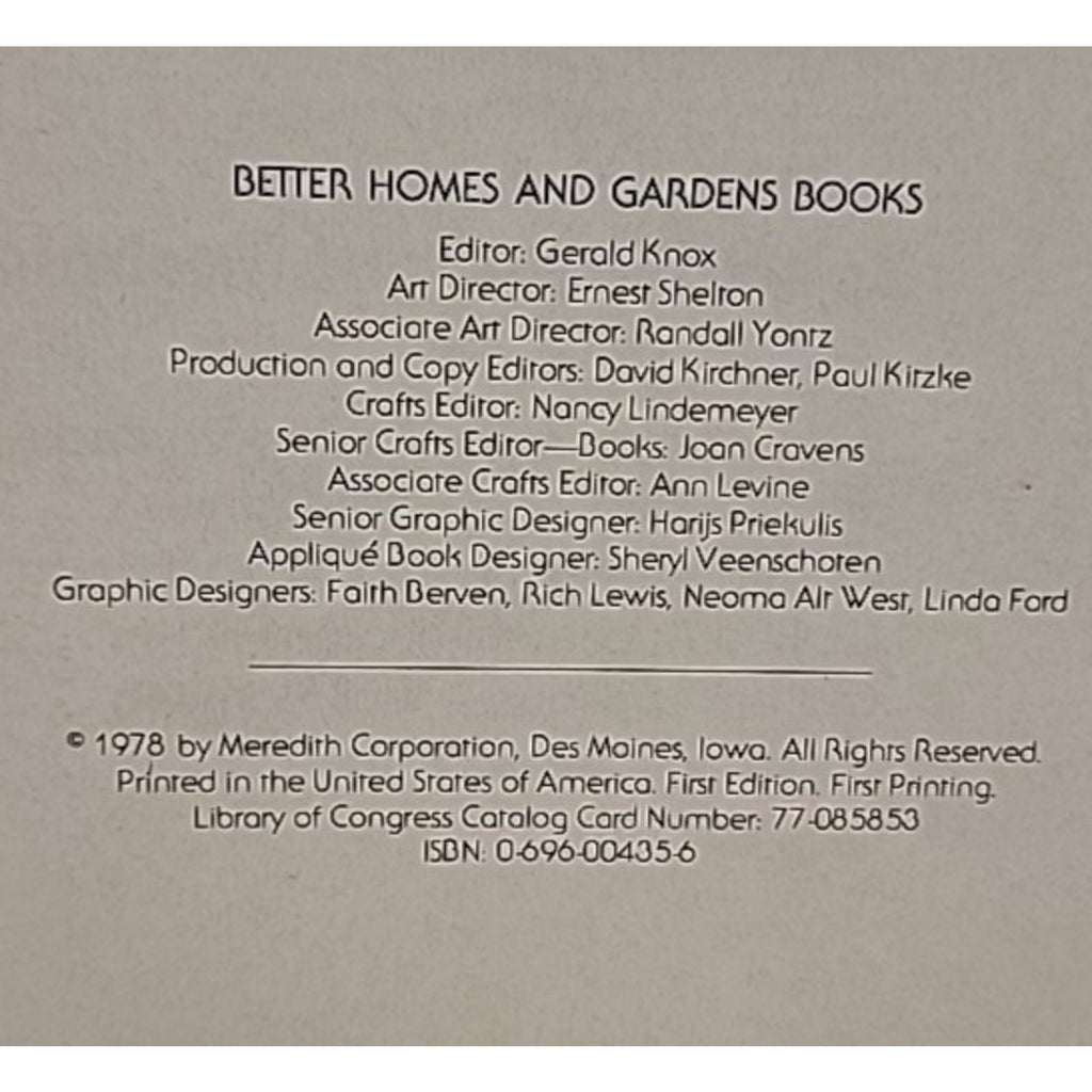 Better Homes and Gardens Quilt Appliqué 1978 Hardcover