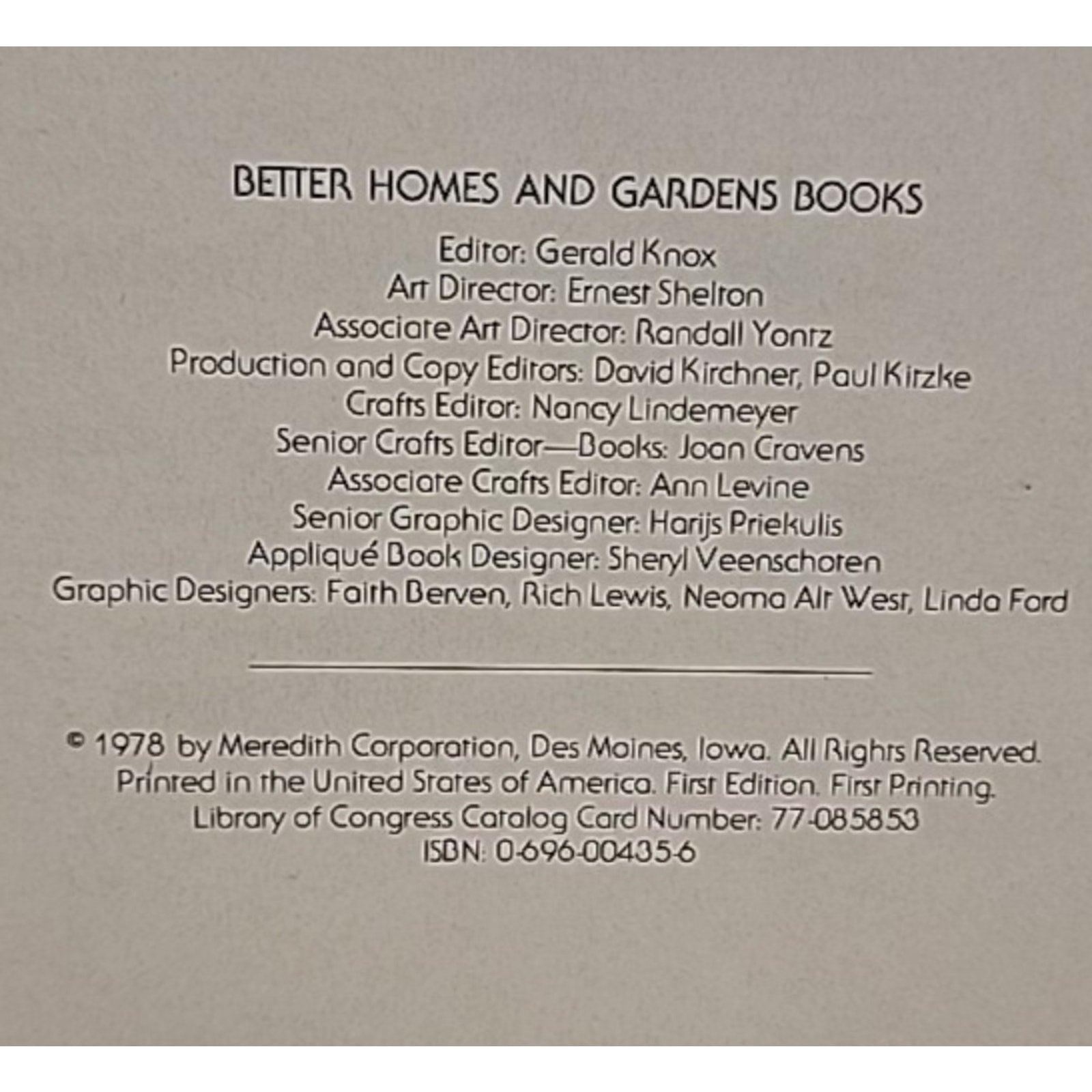 Better Homes and Gardens Quilt Appliqué 1978 Hardcover
