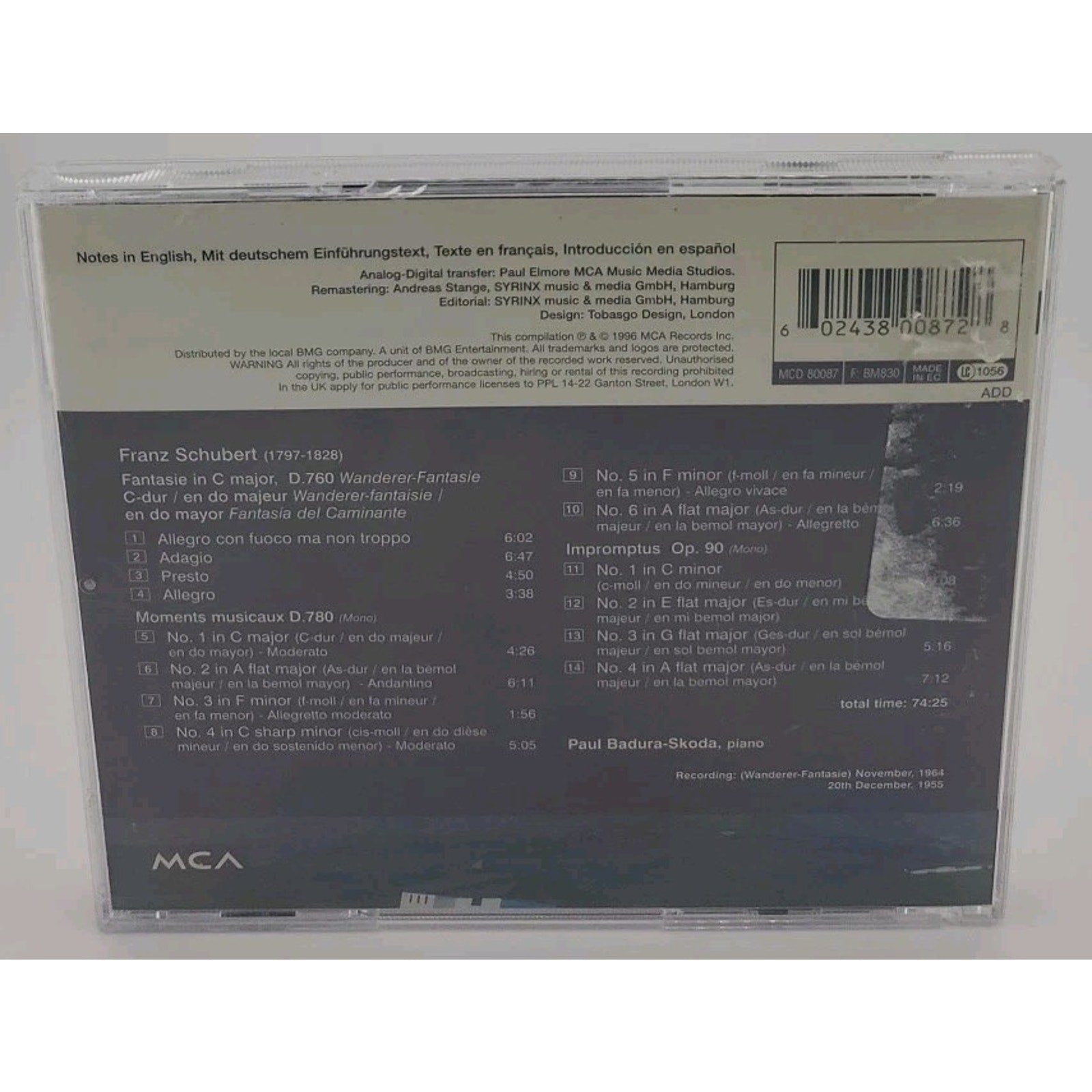 Schubert Wanderer Fantasy Impromptus Op.90 Badura-skoda Cd