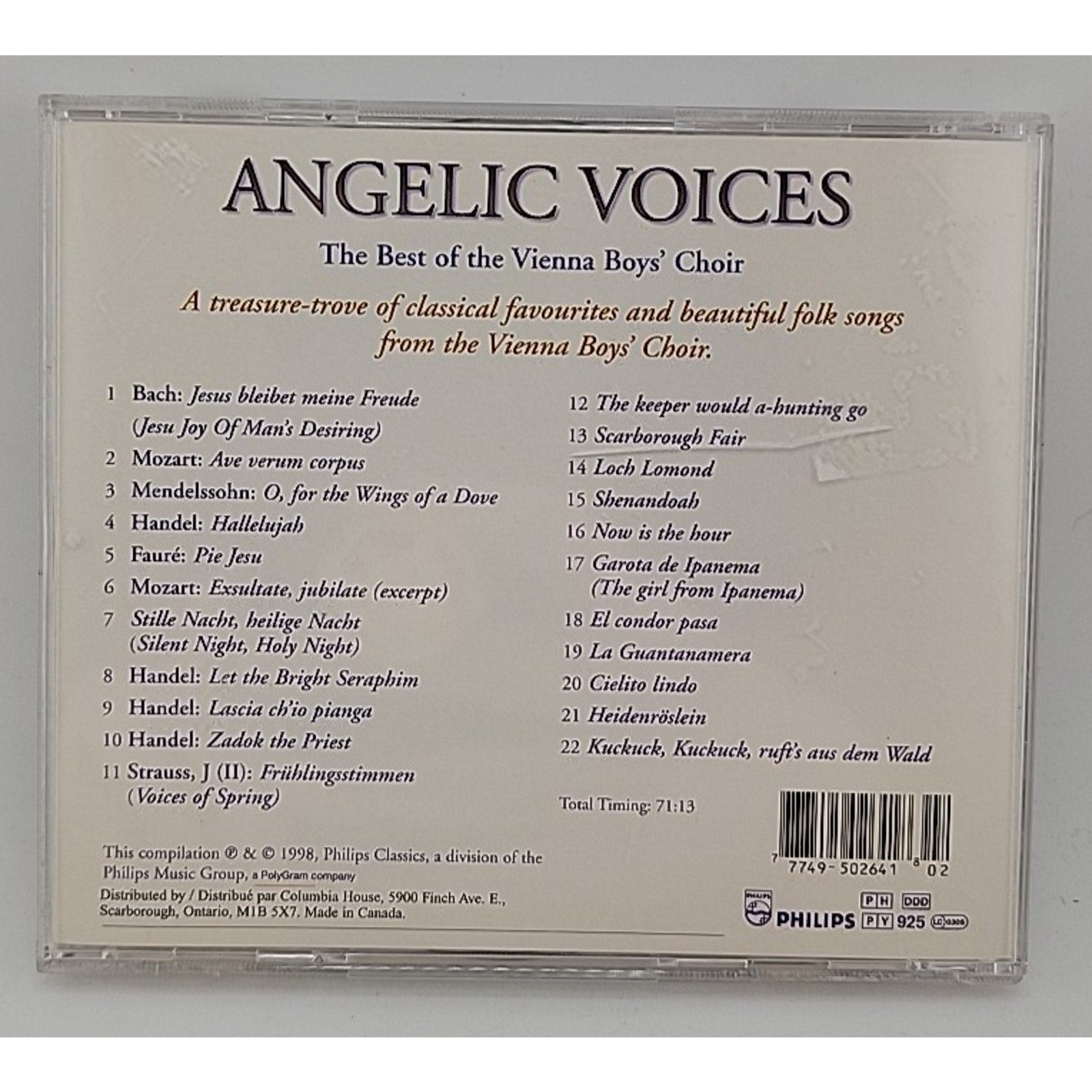 Angelic Voices: The Best of the Vienna Boys' Choir (CD, Nov-1998, Philips)